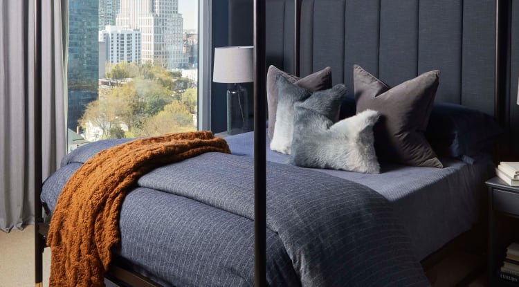 Luxury bedroom at YOO on the Park in Atlanta, Georgia