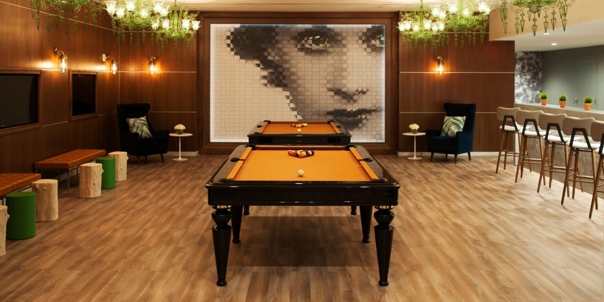 Billiards room at YOO on the Park in Atlanta, Georgia