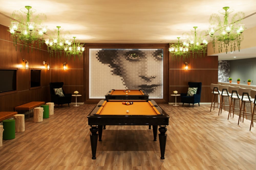 Luxury game room at YOO on the Park in Atlanta, Georgia